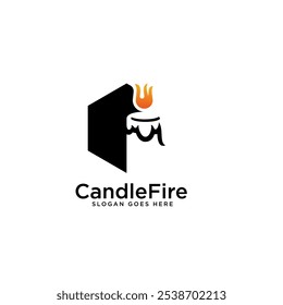 Fire candle logo design vector template. 