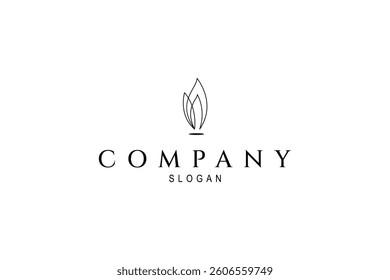 fire candle logo in line art design