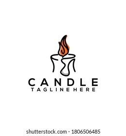 Fire candle logo template vector