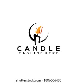 Fire candle logo template vector