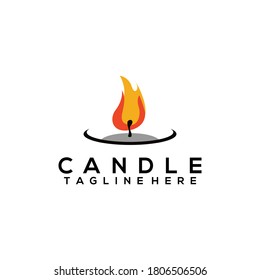 Fire candle logo template vector