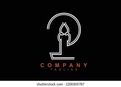 Fire candle logo. vector illustration