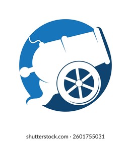 Fire cannon icon logo design illustration