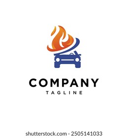 Icono del logotipo de la combinación del coche del fuego Vector