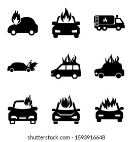 fire car icon isolated sign symbol vector illustration - Collection of high quality black style vector icons
