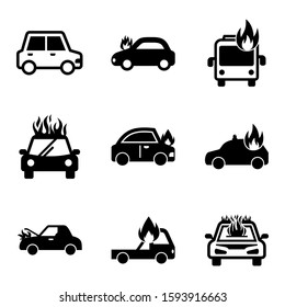 fire car icon isolated sign symbol vector illustration - Collection of high quality black style vector icons
