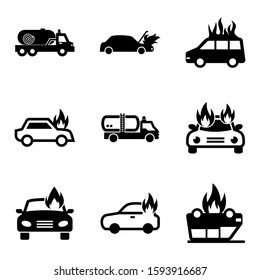 fire car icon isolated sign symbol vector illustration - Collection of high quality black style vector icons
