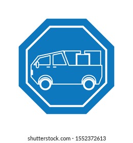 fire car inside road sign icon design, Automobile auto transportation vehicle drive travel traffic theme Vector illustration