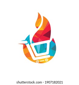 Plantilla de diseño del logotipo del vector de la tienda de coches de bomberos. Símbolo del logotipo de venta en caliente o plantilla de icono.	
