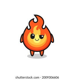 fire cartoon with an arrogant expression , cute style design for t shirt, sticker, logo element