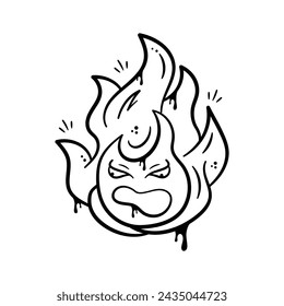 Fire cartoon graffiti art vector design up for premium use