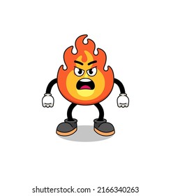 fire cartoon illustration with angry expression , character design