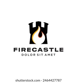 Fire Castle logo designs concept vector, logo template icon