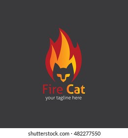 Fire cat logo design template. Graphic design easy editable for Your design. Vector Illustration