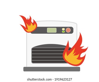 A fire caused by a fire from an oil stove. Vector illustration.