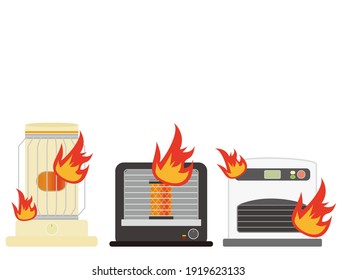 A fire caused by a fire from an oil stove. Vector illustration.