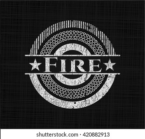 Fire chalk emblem, retro style, chalk or chalkboard texture