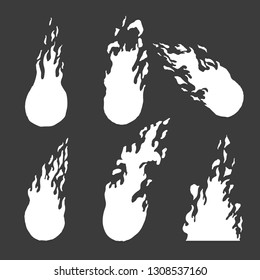 fire from chalk. Set of hand drawn frames. Vector illustration
