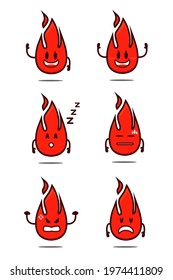 Fire with character exspression vector Illustration