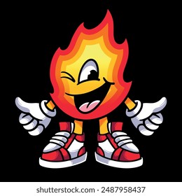 Fire character mascot logo vector
