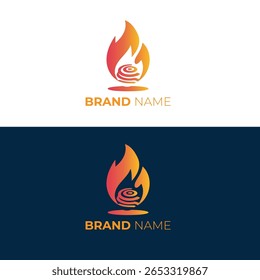 Logotipo da chama do fogo e do carvão para uma grelha ou restaurante
