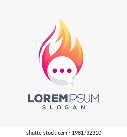 fire chat colorful logo design