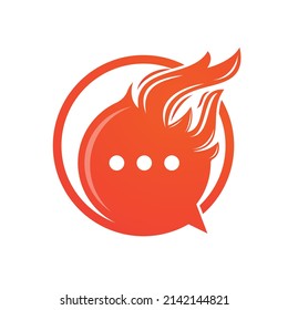 Fire chat vector logo design. Flame talk logo design.	