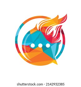 Fire chat vector logo design. Flame talk logo design.	
