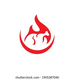 Fire Chicken Flame Hot Logo Vector Icon Illustration, 
Vintage Restaurant Cafe Logo , Fast Food App Icon