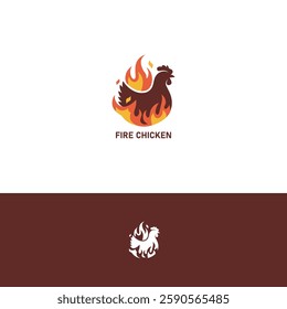 Fire chicken logo design template