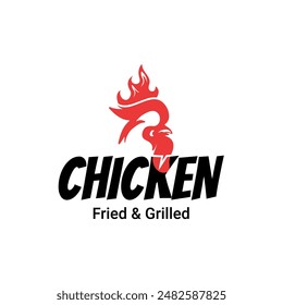 Fire chicken logo, fire chicken heat symbol vector icon illustration, animal logo, fast food restaurant app icon