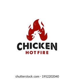 fire chicken logo, hen flame hot symbol vector icon illustration, modern hipster rustic logo , fast food restaurant app icon