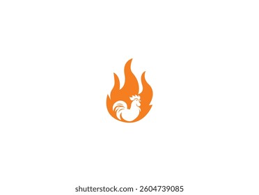fire chicken logo, hen flame hot symbol vector icon illustration, modern hipster rustic logo , fast food restaurant app icon