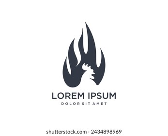  fire chicken logo vector icon illustration. logo icon combining the chicken and fire logo