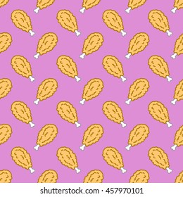 Fire chicken nugget food doodle vector Seamless Pattern isolated wallpaper background