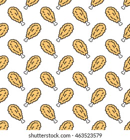 Fire chicken nugget food doodle vector Seamless Pattern isolated background wallpaper