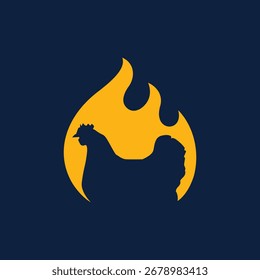fire chicken vector abstract logo modern style