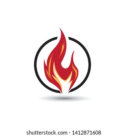Fire in the circle.hot flame logo design illustration