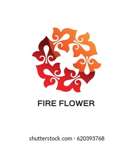 Fire Circle Flower Logo Design