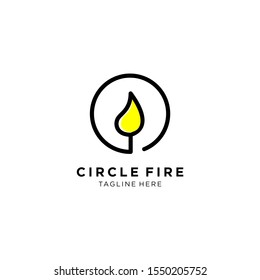 fire with circle line art / monoline simple logo template