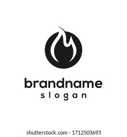 fire in circle logo design template