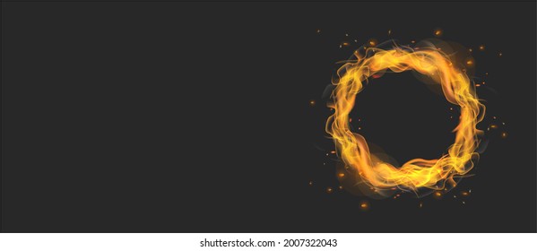 Feuerkreis realistisch. Feuerring. Rundfeuer-Rahmen. Illustration - Vektorgrafik.