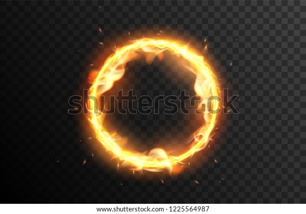 Fire\
circle. Ring of fire flame. Round fiery\
frame.