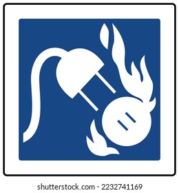 Fire classification sign and label class C fire electrical