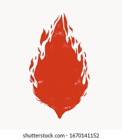 fire clipart burning illustration with texture vintage stamp style. isolated element for graphic design