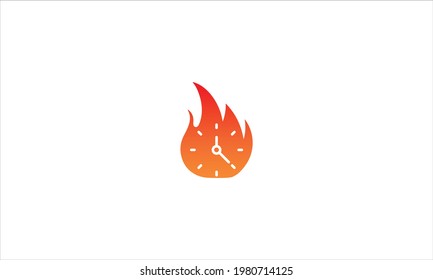 Fire clock icon logo in flat  design vector illustration template
