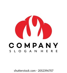 Fire Cloud Logo Template Design Vector