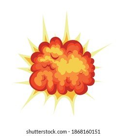 nube de fuego de color naranja y amarillo en el diseño de ilustraciones vectoriales de fondo blanco