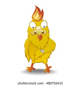 fire cock, character cartoon, comics, vector sticker, time