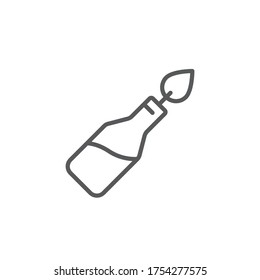 Botella de cocción de fuego o arma de símbolo del vector molotov aislada en fondo blanco